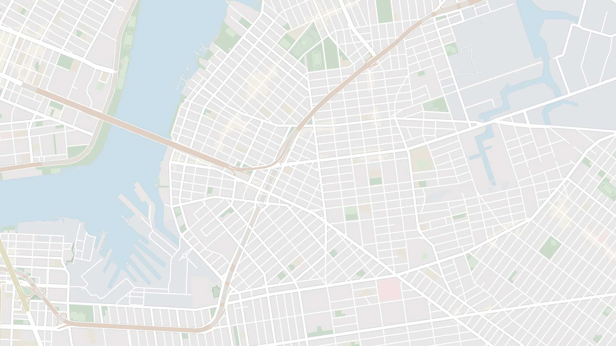 Un plano de ciudad con tres sitios marcados